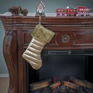 National Tree Company Hanging Christmas Stocking Gold Puffy Coat Design New